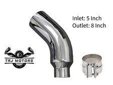 5 In 8 Out Diesel Exhaust Chrome Turndown Elbow Tip 23 Long With Ss Clamp