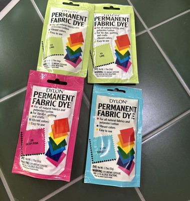 Dylon Permanent Fabric Dye 29 Deep Pink 79 Vivid Turquoise 03 Lime