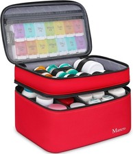 Dual Layers Medicine Organizer Bag, Pill Bottle Organizer Storage with Lockab...