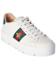 Gucci Ace Embroidered Leather Platform Sneake...