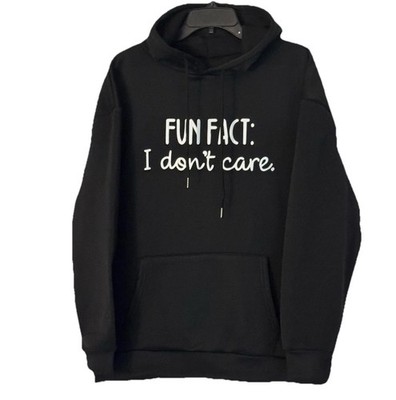 NIB FUN FACT I DON T CARE MENS BLACK XL HOODIE SWEATSHIRT