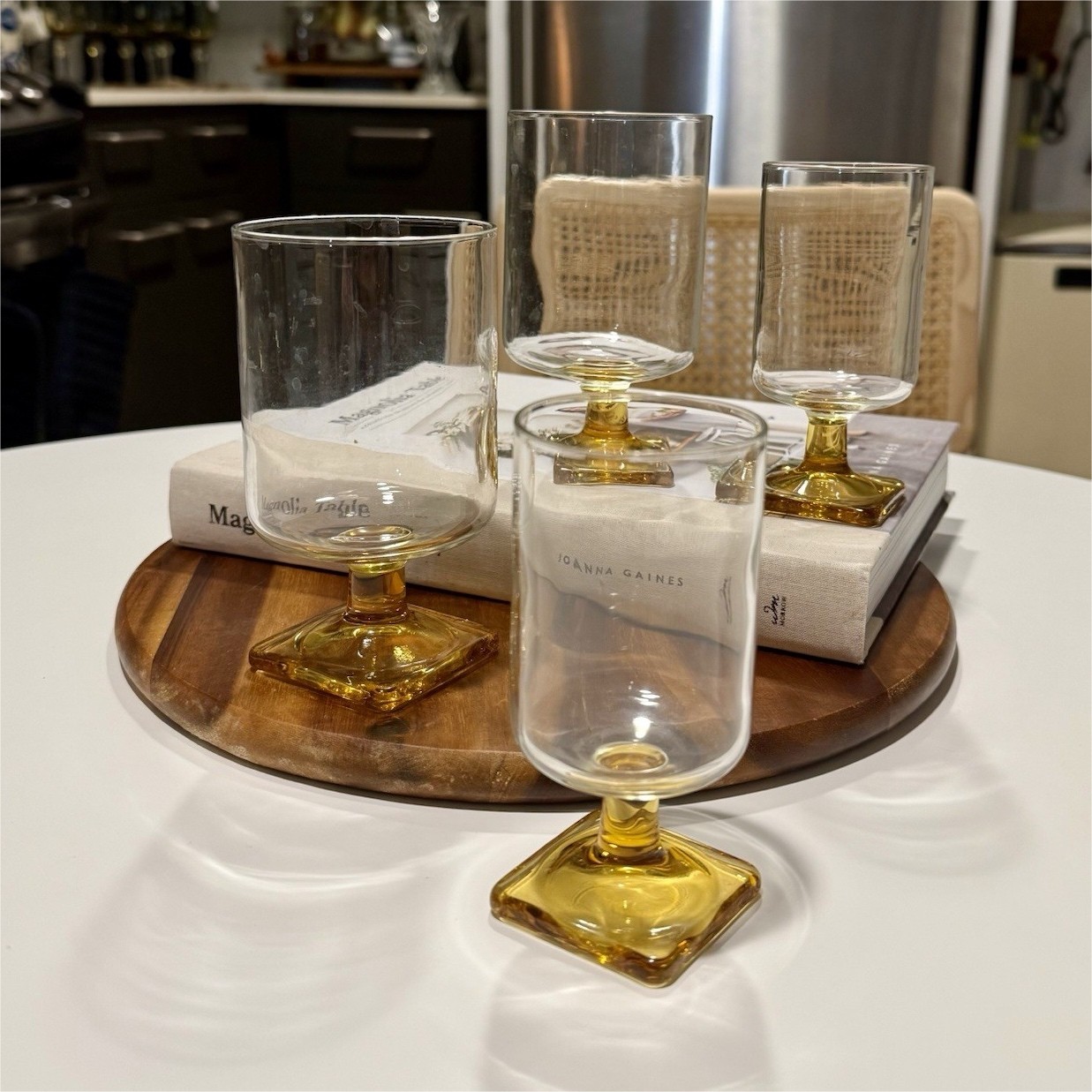 Federal Glass Nordic Topaz Square Base Glasses, Set of 4