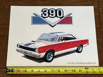 Vintage 1969 AMC Scrambler Rambler 390 Car Art Picture Lithograph Print (D3)