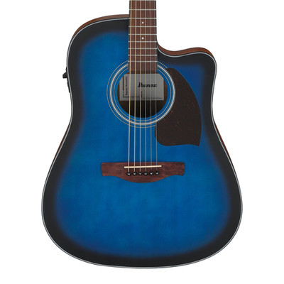Used Ibanez PF50CE Cutaway Dreadnought A/E Guitar Transparent Blue Sunburst