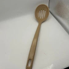 Vintage EKCO Plastic Slotted Spoon – Harvest Gold / Tan Kitchen- 70s-80’s Retro