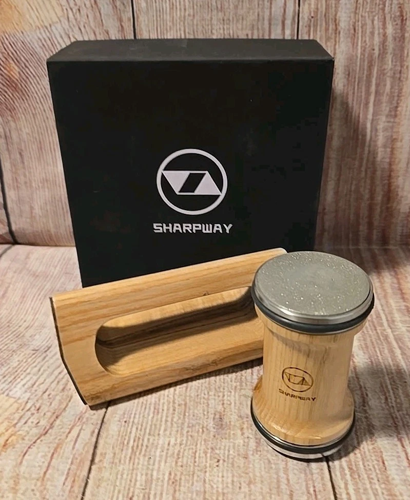 SHARPWAY Rolling Knife Sharpener Kit with Dual Magnetic Angles 15 & 20 Degrees