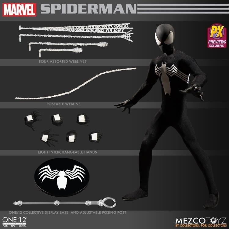 Mezco ONE:12 Marvel Spider-Man PX Exclusive Action Figure Black