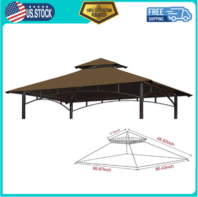 Wonwon 5x8 Grill Gazebo Replacement Canopy Top, Double Tier BBQ Roof, Brown
