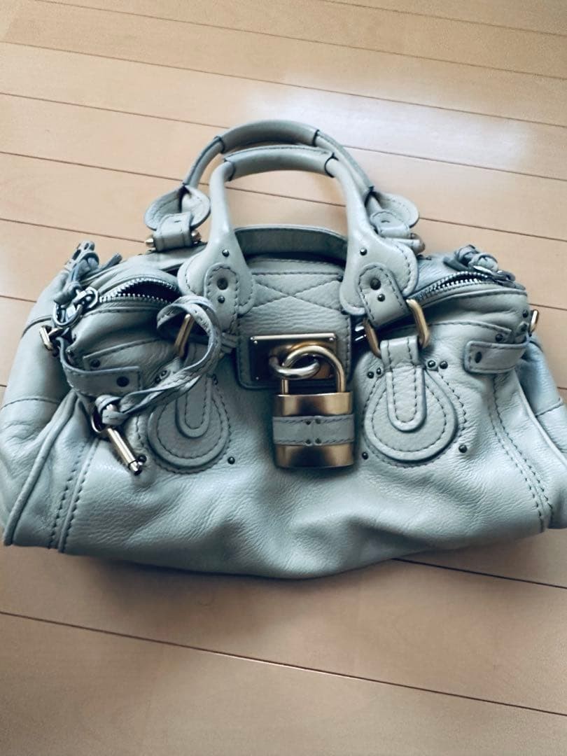 Authentic Chloe Paddington Handbag Shoulder Bag Ivory Gray White