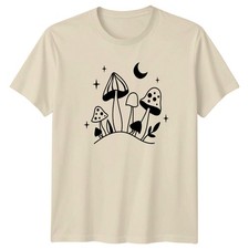 Mushroom Moon Star T-Shirt Fungi Celestial Nature Birthday Gift For Him And Her