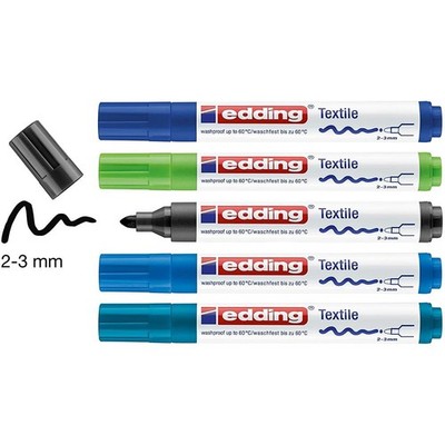edding 4500 Textilmarker 5er Set Textilstifte Stoffstift Stoffmarker Rundspitze