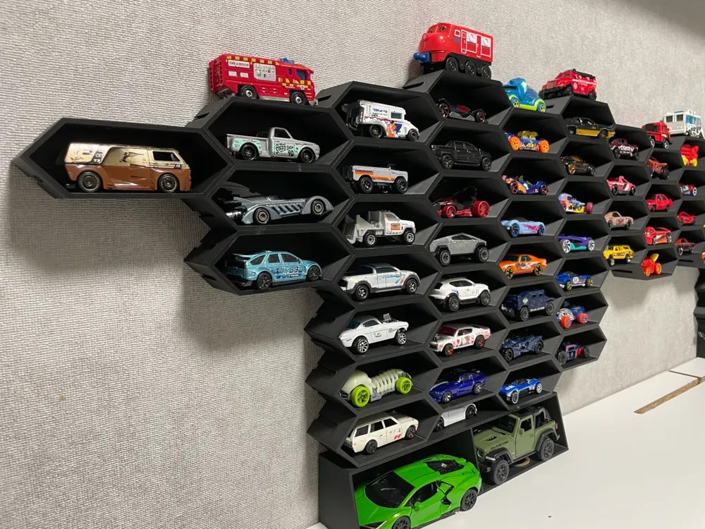 4 Pack Modular Hex Hot Wheels Car Display Shelf Matchbox Diecast