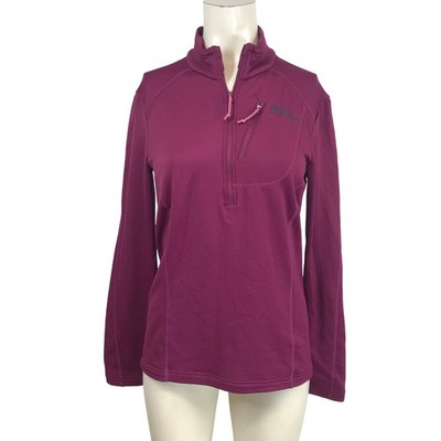 Jack Wolfskin Women 1/4 Zip Grid Fleece Pullover Berry Purple Small Chest Pocket