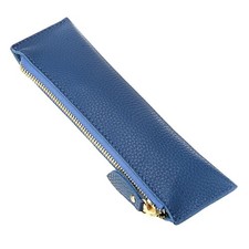 Genuine Leather Pencil Case - Zippered Pen Case Stationery Bag Zipper Pouch P...