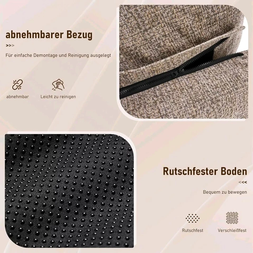 OVP - XXL Sitzsack Taupe Chenille, Hochdichter Kompressionsschaum - Bild 3 von 4