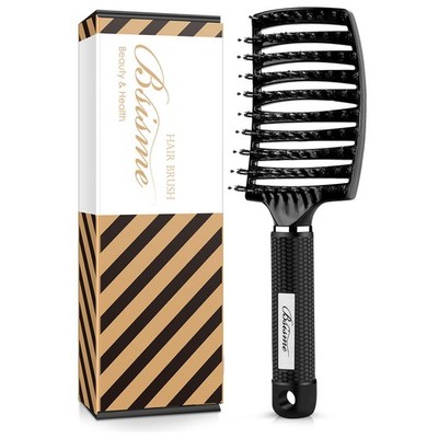 Hair Brush, Boar Bristle Hair Brush Faster Blow Drying, Professional Curved V...