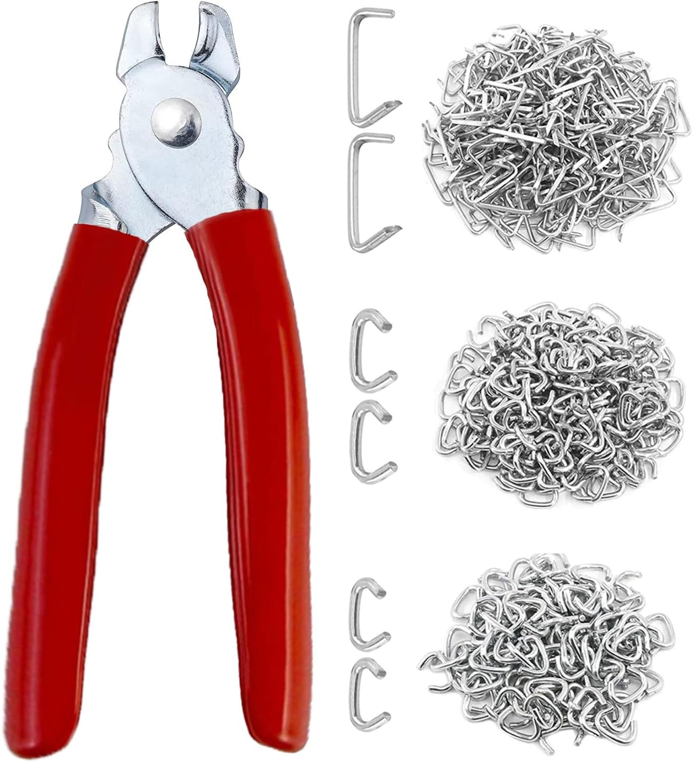 300 Pcs Hog Rings with Straight Hog Ring Pliers Kit 3/4" 1/2" 3/8 "Galvanized Ho