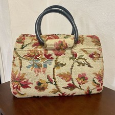 Vintage JR FLORIDA 60s 70s Large Carpet Bag Floral Flower Purse Pocketbook