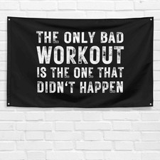 Bad Workout 3x5 ft Flag Weightlifting Muscle Gym Fitness Motivational Banner