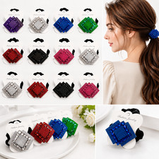 6 PCS Rhinestone Hair Ties Crystal Elastic Ponytail Holders Bling Hair Bands 3"