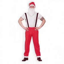 Adult Men's Workshop Santa Claus Costume Father Red Christmas Fancy Dress Outfit