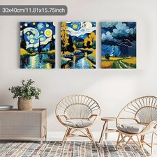 Starry-Style Landscape Paintings Canvas Wall Art Pictures On Frame 30x40cm