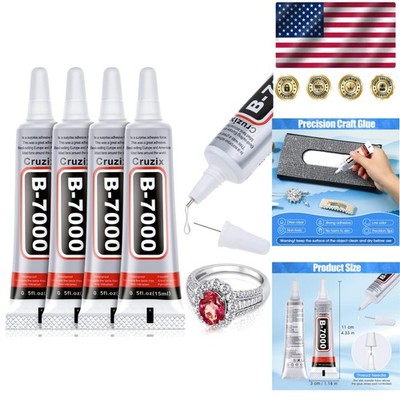 High Viscosity B-7000 Glue for Rhinestones, Jewelry & Crafts - 4x15ml Value Pack