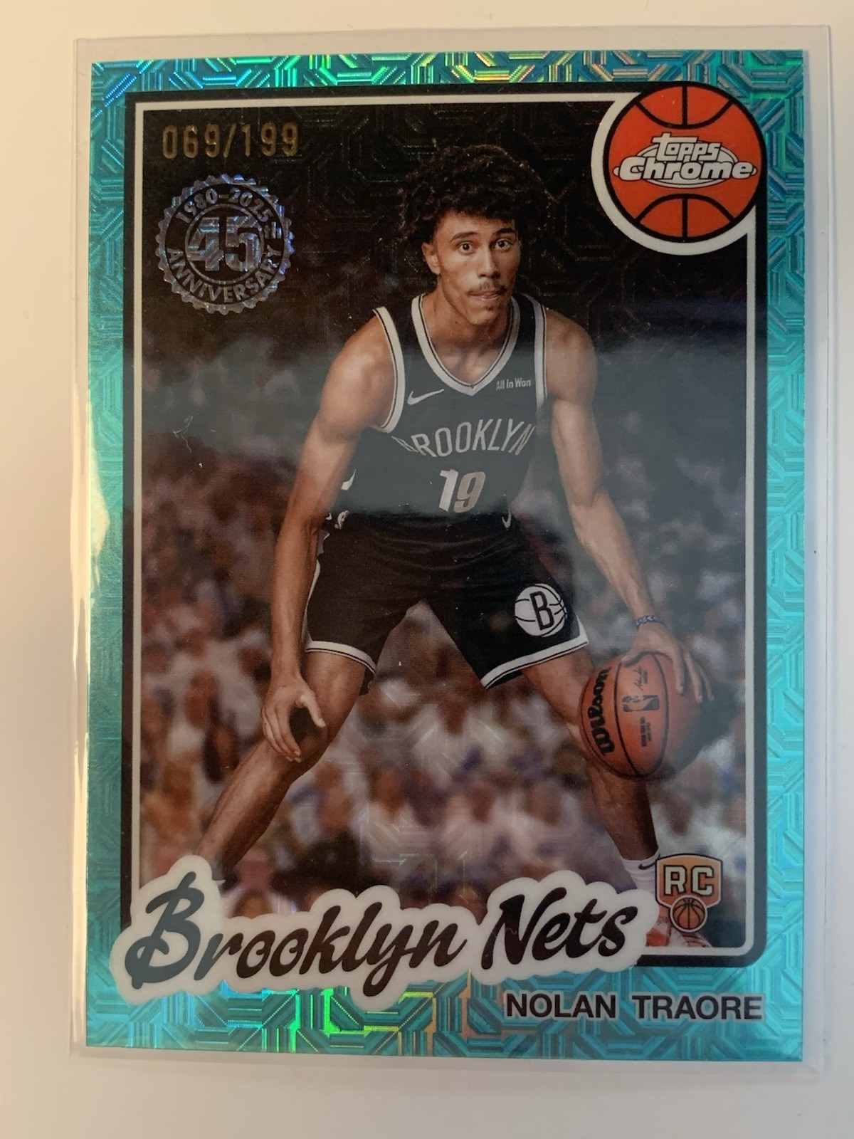 2025-26 Topps #TC-NT Nolan Traore Silver Pack Aqua Mojo Rookie /199 Nets