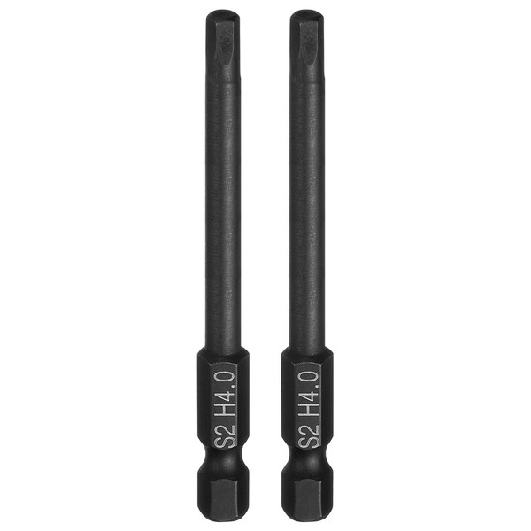 "2 StüCk Flache Sechskant-Bits H4.0 Magnetspitze FüR 1/4\" Schaft 3\" Lang Schwarz"-image