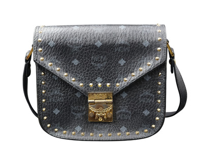 MCM Tasche Handtasche Schultertasche Patricia schwarz gold Nieten Damen