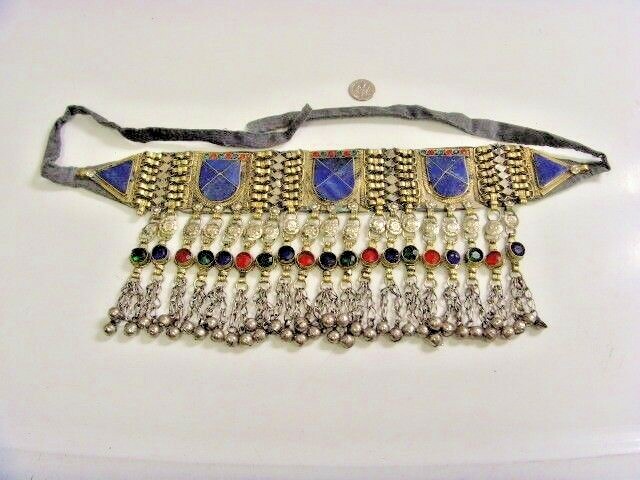 vintage kuchi tribal full lapis lazuli collar choker belly dance renn fest 47020