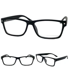 Mens Classy Elegant Modern Contemporary Clear Lens EYE GLASSES Matte Black Frame
