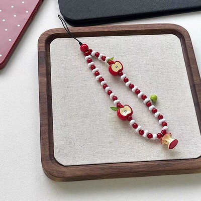 Y2K Sweet Fruits Phone Lanyard Fresh Beaded Phone Chain Keychain Bag Pendant _cn