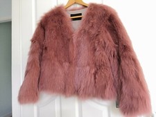 Genuine Amber Brick Colour Fox Fur Coat Jacket Size S/6/8/10 Brand New