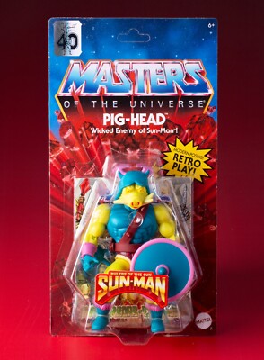 Masters of the Universe MOTU He-Man Origins Sun-Man Pig-Head US MOSC