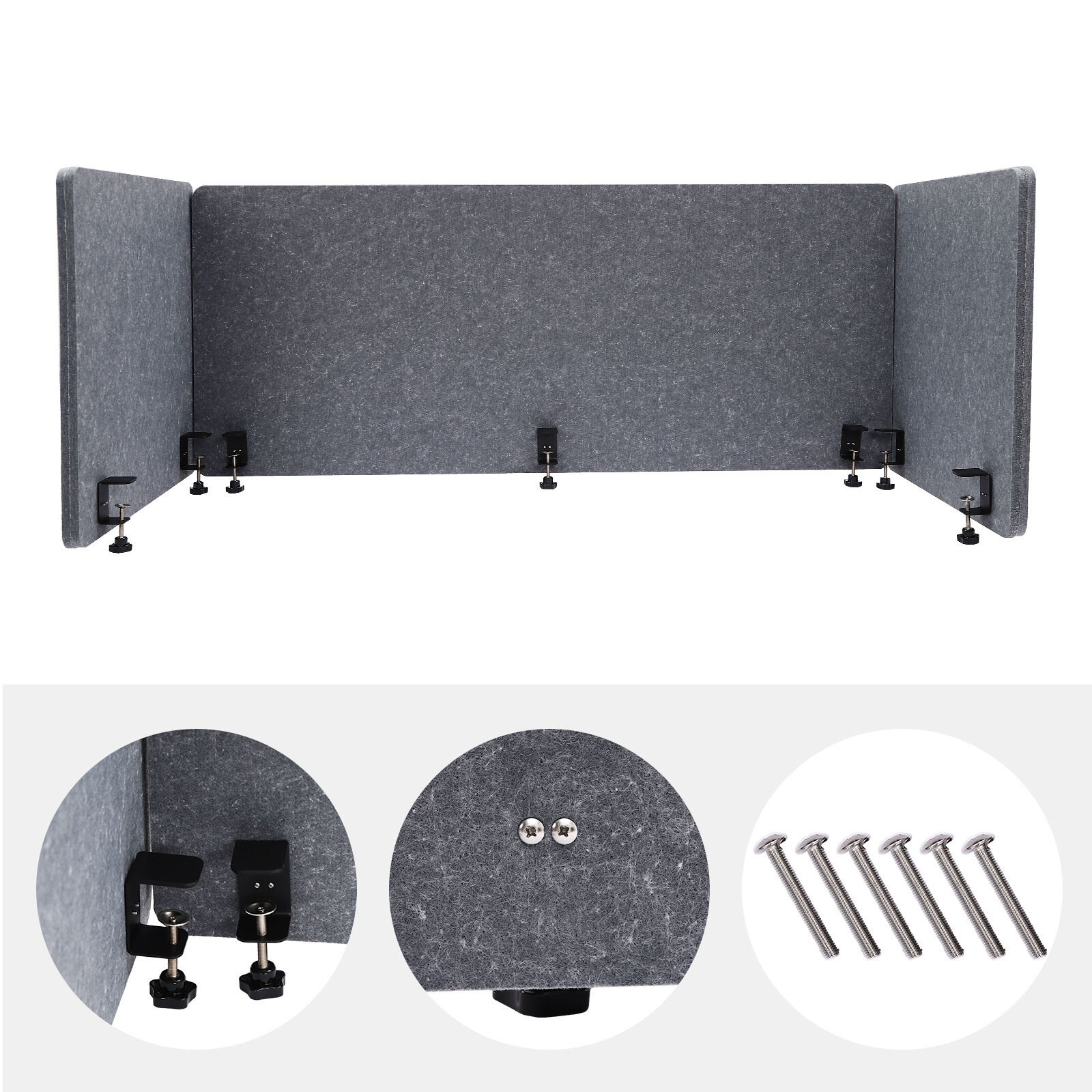 Stand Up Clamp on Desk Privacy Panel Desk Divider for Office  Gray, 59