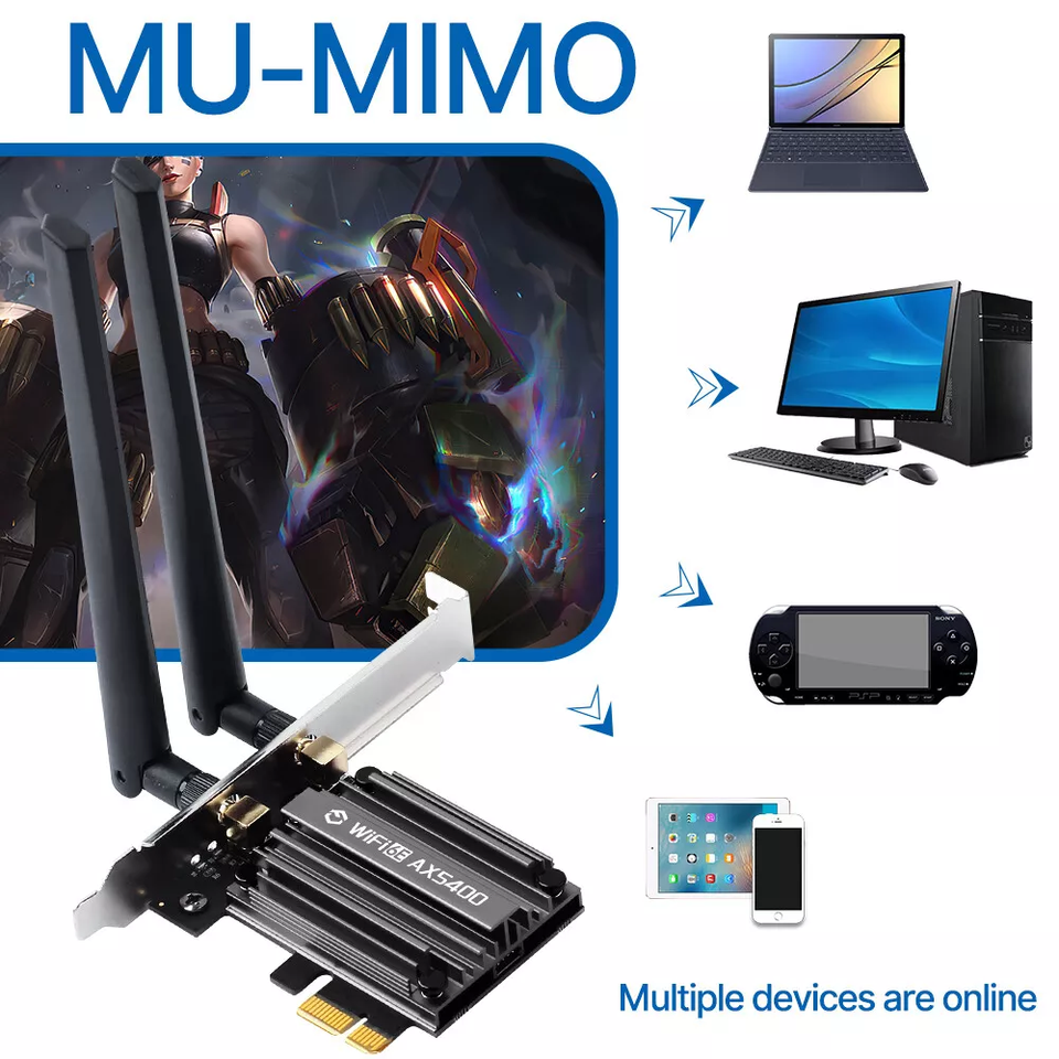 AX5400 WiFi 6E PCIe Card for Gaming Desktop 5400Mbps Tri-Band Bluetooth ...