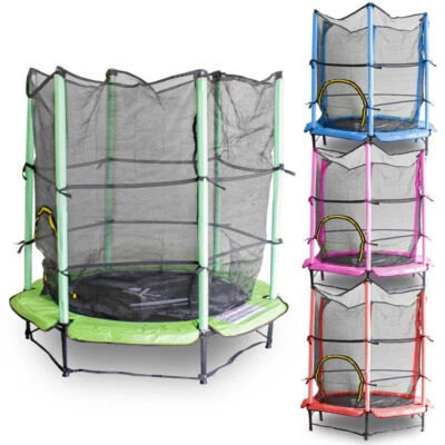 MS-POINT Kindertrampolin 140cm Indoor und Outdoor mit Sicherheitsnetz Randabdeckung