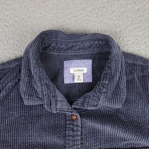 LL Bean Shirt Womens Medium Blue Corduroy Long Sleeve Button Up Oversized - Picture 4 of 12