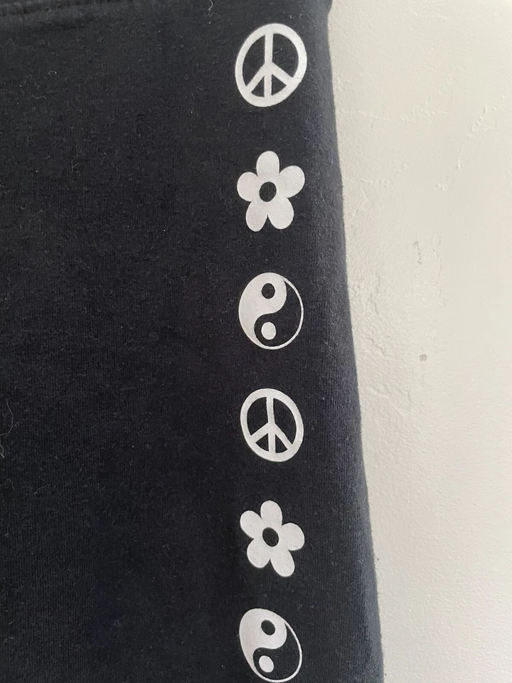 SO Niños Niñas Sólido Negro Paz Flor Ying Yang Algodón Largo Completo Leggings M 8 Foto 3 de 4