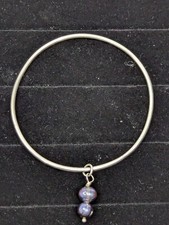 Bangle Bracelet With Charm, Sterling Silver 925 6.94g