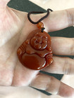 NEW CERTIFIED*RARE*GORGEOUS RED CARNELIAN JADE稀有天然玛瑙红玉佛公BUDDHA NECKLACE — photo 6
