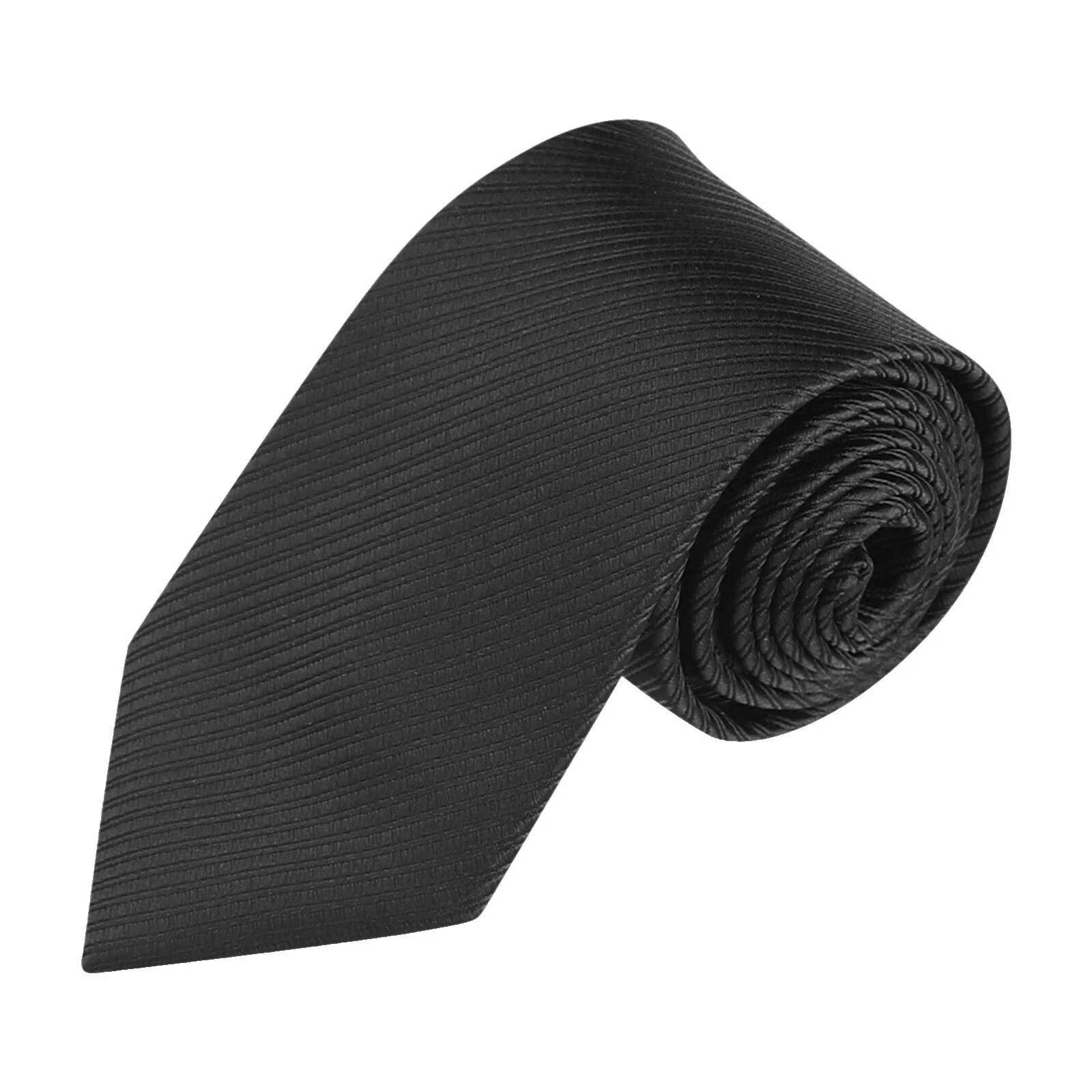 Black Polyester Striped Ties for Men