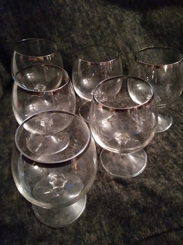 6 Vintage Cognac schwencker,cognacglas Platinrand 6 Gläser
