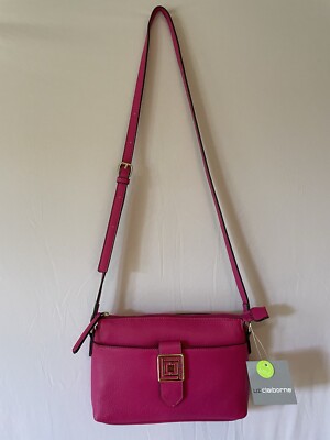Liz Claiborne LC ADRIENNE Hot Pink Handbag Purse Crossbody
