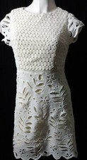 SHEIN White Beige Lace Dress Mini fitted bodycon Zippers Back Size Médium