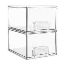 Pack Clear Stackable Storage Drawers, 4.4'' Tall Acrylic Bathroom Makeup 2