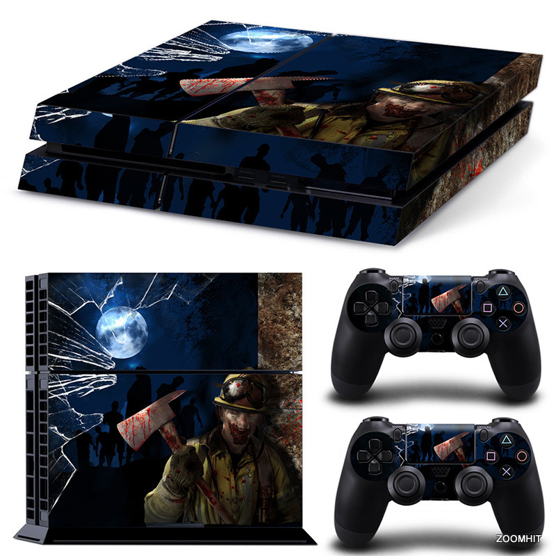 PlayStation 4 PS4 Console Skin Decal Sticker Zombie Horror + 2 Controller Skins-image