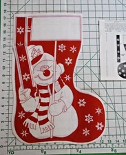 Tri Chem Ready To Paint Liquid Embroidery 2037 Christmas Snowman Stocking 2-Side