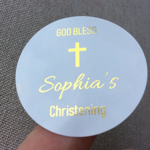 Personalized Rose Gold Foil Baptism Christening Stickers - Party Favor Gift Labels 10 thumbnail image